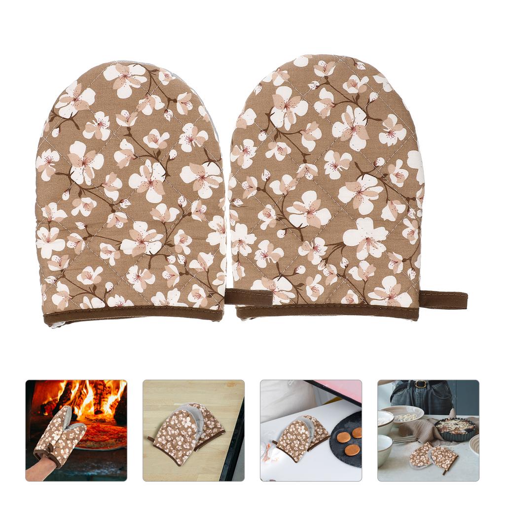 2 Stück Backhandschuhe Braun Topflappen Küchenhandschuhe Hitzebeständig Hochtemperaturbeständig Rutschfest Baumwolle Hitzebeständig