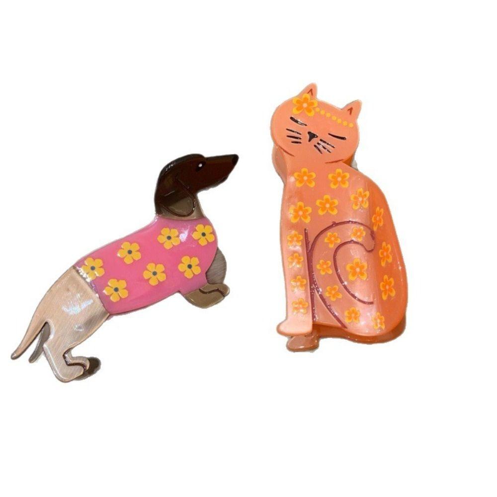 Fashion Acetic Acid Animal Acetate Hair Claw Floral Flower Dog Shark Clip Headdress Cartoon Dachshund Hairpin Female