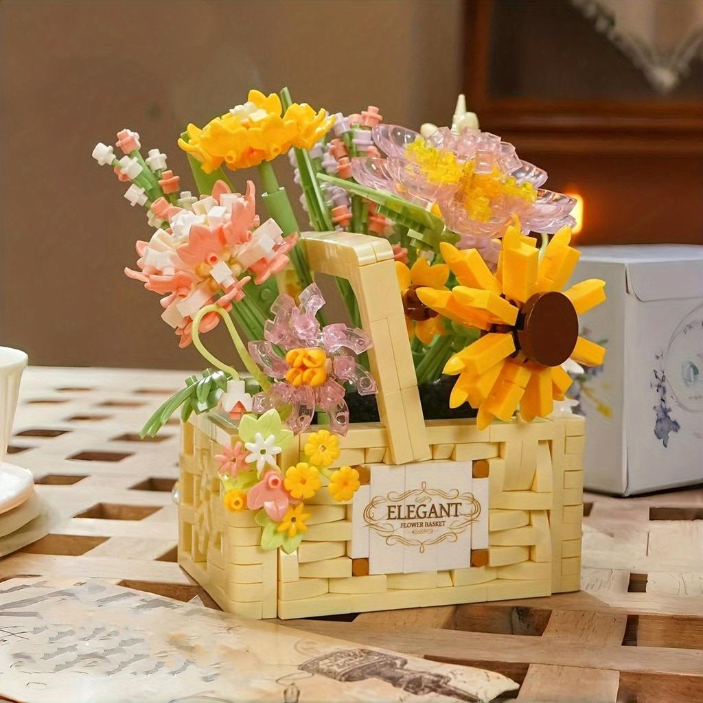 1263pcs Building Blocks DIY Plant Bonsai, Creative Flower Basket Model Set for Adult and Children's  Ideal Holiday Gifts