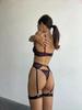 Sexy Lace Lingerie Push-up Bra With Thong Stockings Set French Lingerie