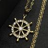 Trendy Rudder Compass Necklace For Girls Women Gold Color Stainless Steel Rhinestone Sun Star Choker Vintage Jewelry Collar Gift
