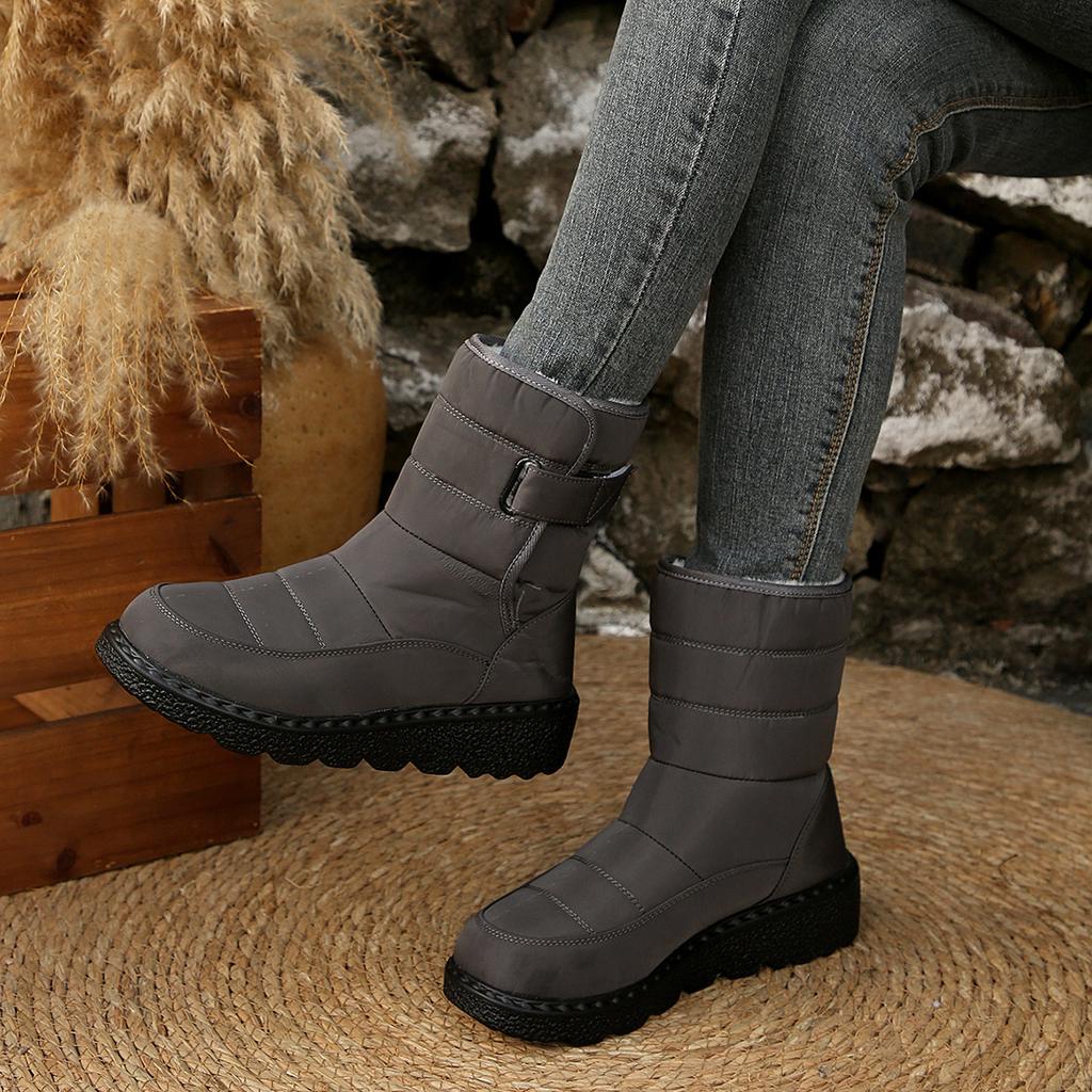 Snow Boots Woman Fashion Women Shoes Platform Shoes Woman Solid Mid Women's High Boots New Botas Mujer Winter Ladies Boots