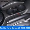 For Kia Forte Cerato K3    Carbon Fiber Center Console Water Cup Holder Cover Trim Interior Accessories Car Styling