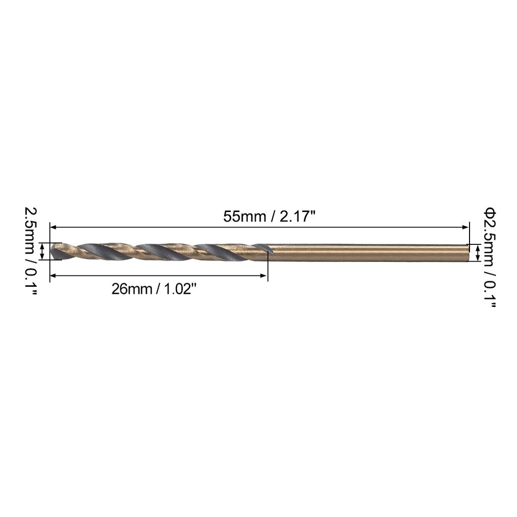 5/10pcs Twist Drill Bits 2.5-5.5mm Straight Shank HSS 4341 Drill Bits for Stainless Steel Iron Aluminum Alloy Copper Brass