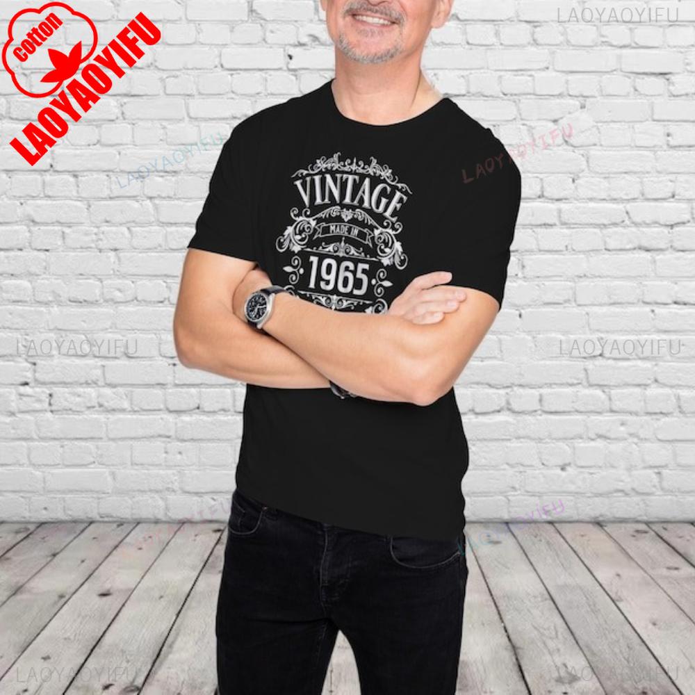 60th Birthday Gift 1965 Vintage TShirt  Classic Printed Pattern Casual Fashion Tops  Woman Man Cotton Street Fashion Tshirt