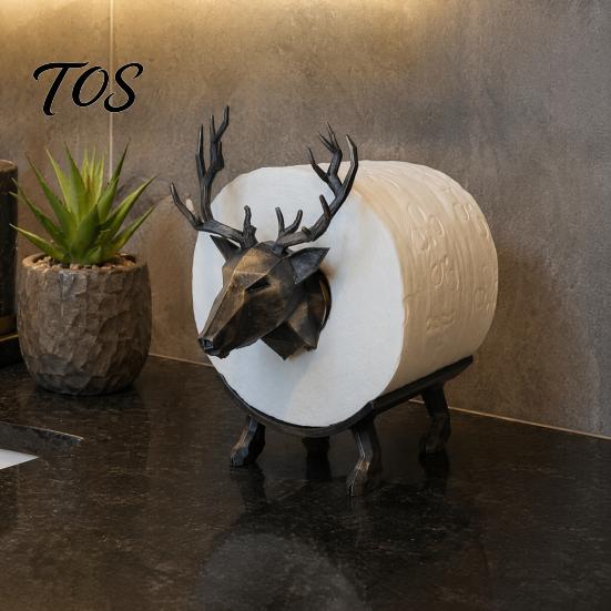 Tissue Dispenser 3D Printed Elk Toilet Paper Holder, Stable Base Bathroom Roll Minimalist Organizer Dispenser, Waterproof PLA Decorative Towel