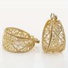 Women's Classic Able Golden Plated Hand Carve Texture Hollow Hoop Earrings Exquisite Banquet Festival Jewelry Accessories