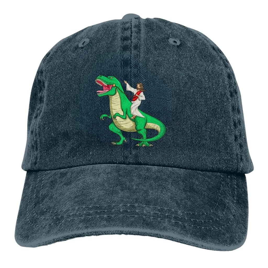 Riding Dinosaur Funny Parody Tyrannosaurus Rex TRex Baseball Caps Peaked Cap Jesus Sun Shade Hats for Men Women