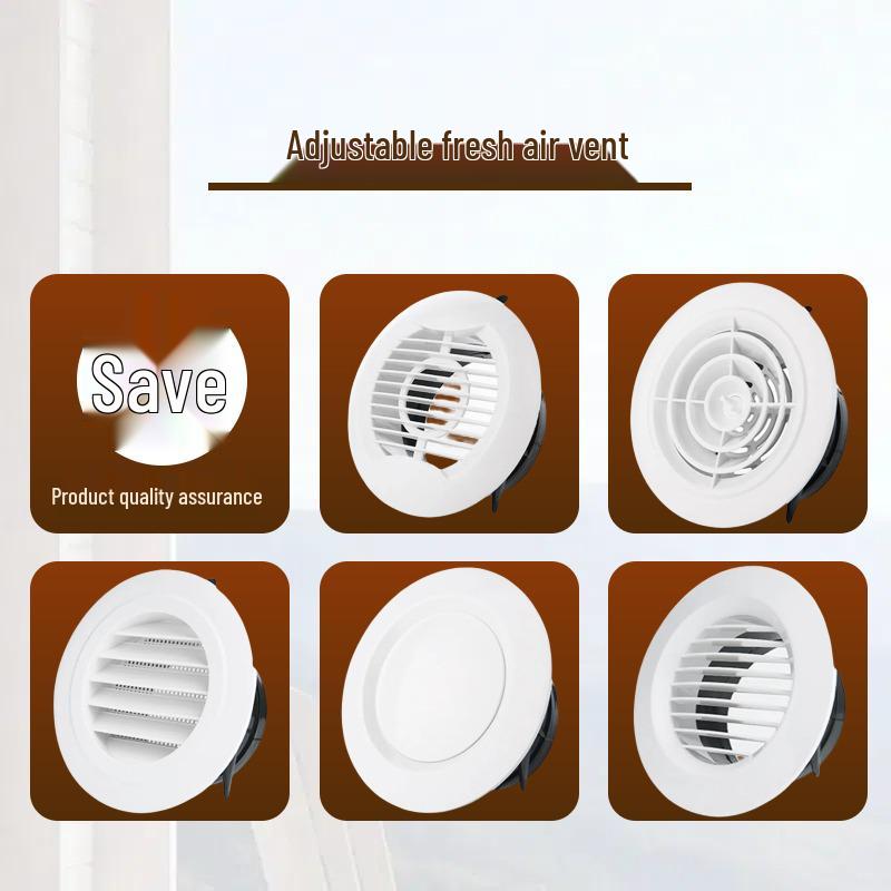 ABS Round Air Ventilation Duct: Indoor Fresh Air, White Exhaust Air Intake