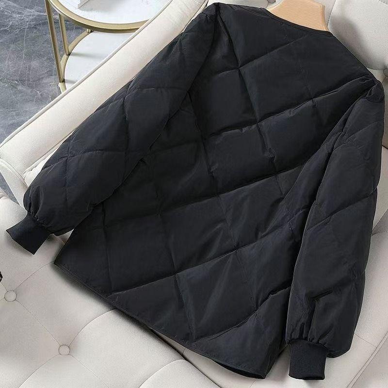Short Diamond-Quilted Cotton Coat Women's Autumn Winter Lightweight Versatile Loose Padded Jacket