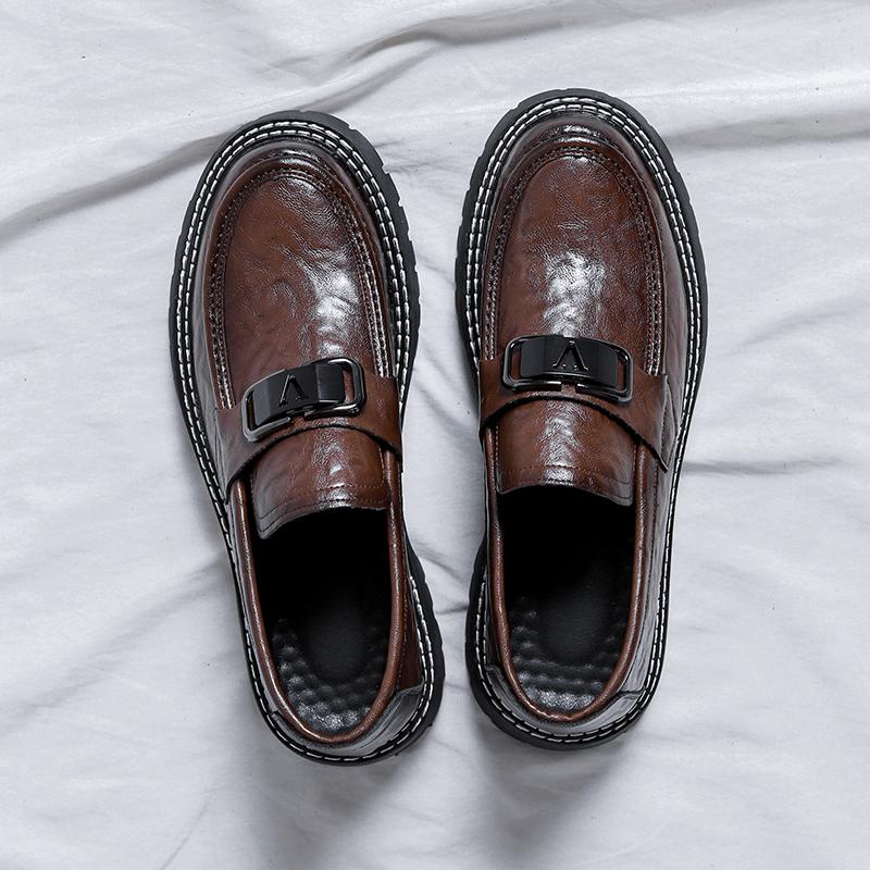 

Spring and Autumn Brand British Style Men s Work Shoes Fashionable and Comfortable New Thick Sole Classic Big Head Leather Shoes 38