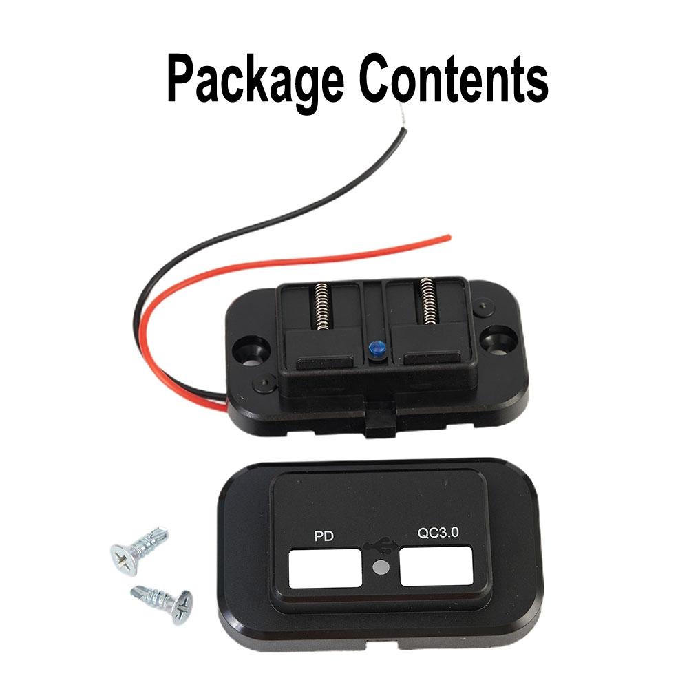 QC 3.0+PD 12V-24V LED Dual USB Car Fast Charger Socket Power Outlet Touch Switch