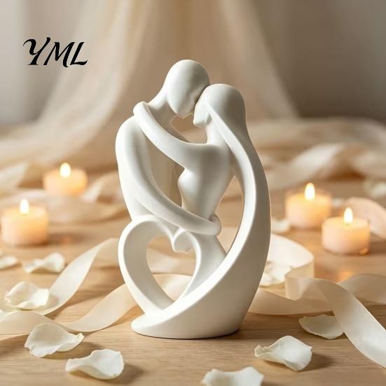 Unique Wedding Gift Ideas 3D Printed Abstract Couple Embrace Statue, Heart Hollow Love Figurine, Minimalist Romantic Soft Furnishing Displays