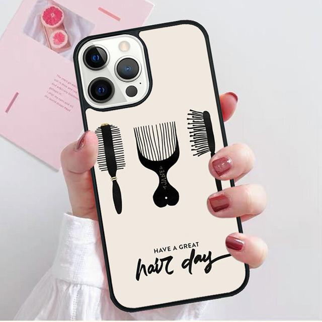 Hair Stylist Scissors Brush Switch Phone Case Cover for iPhone 17 Air 16 15 14 13 11 12 Pro Max Plus Shell Coque