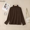 ZANZEA Women Turtleneck Casual Long Sleeve Bottoming Blouse