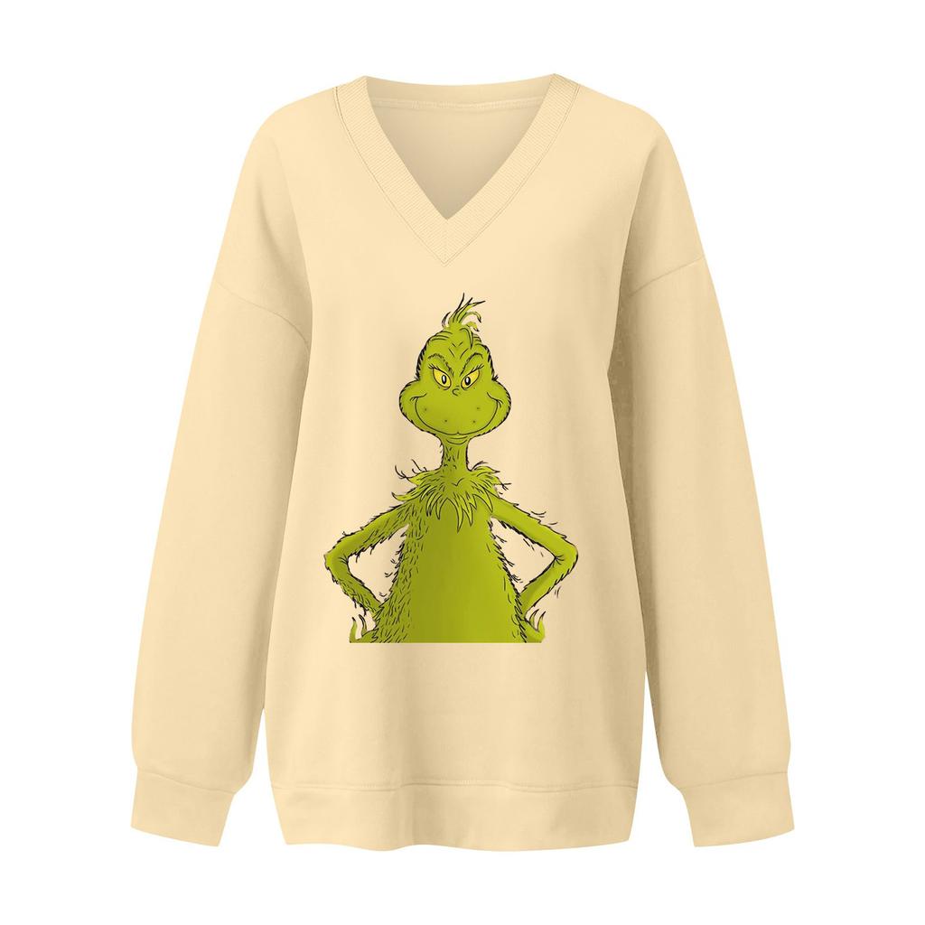 Women's Loose And Comfortable Letter V-neck Sportswear Long-sleeved Sweatshirt Daily Matching Clothes