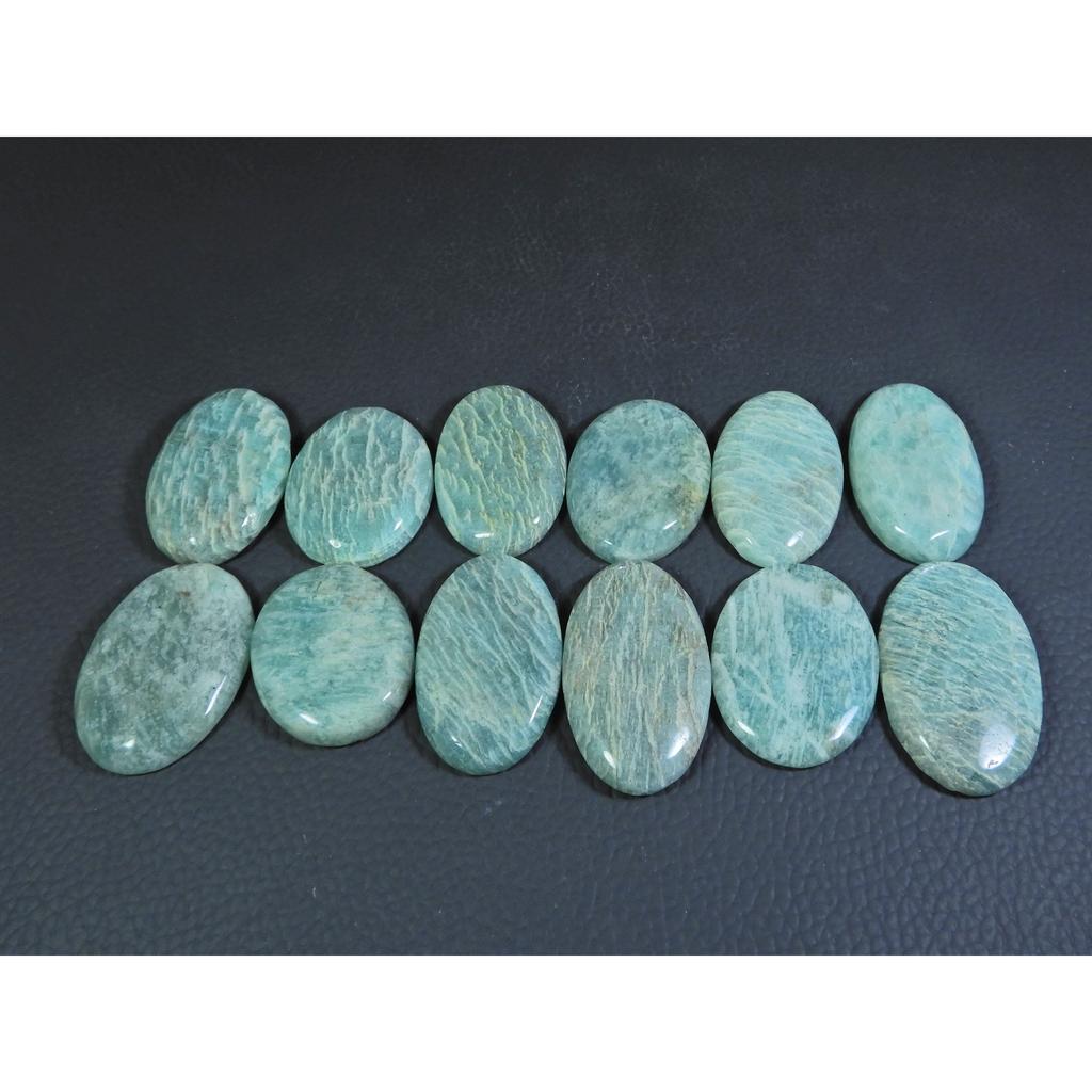 362Cts. Natural Amazonite Oval Shape Cabochon Loose Gemstone 12 Pcs Lot C-297