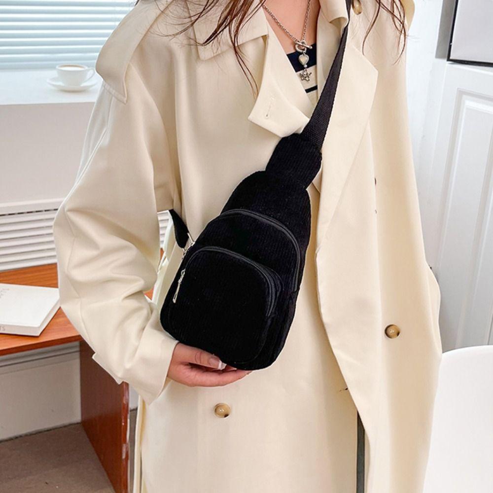 

Schoolbag Corduroy Chest Bag Shoulder Bag Waist Bag Portable Corduroy Crossbody Bag Children бежевий