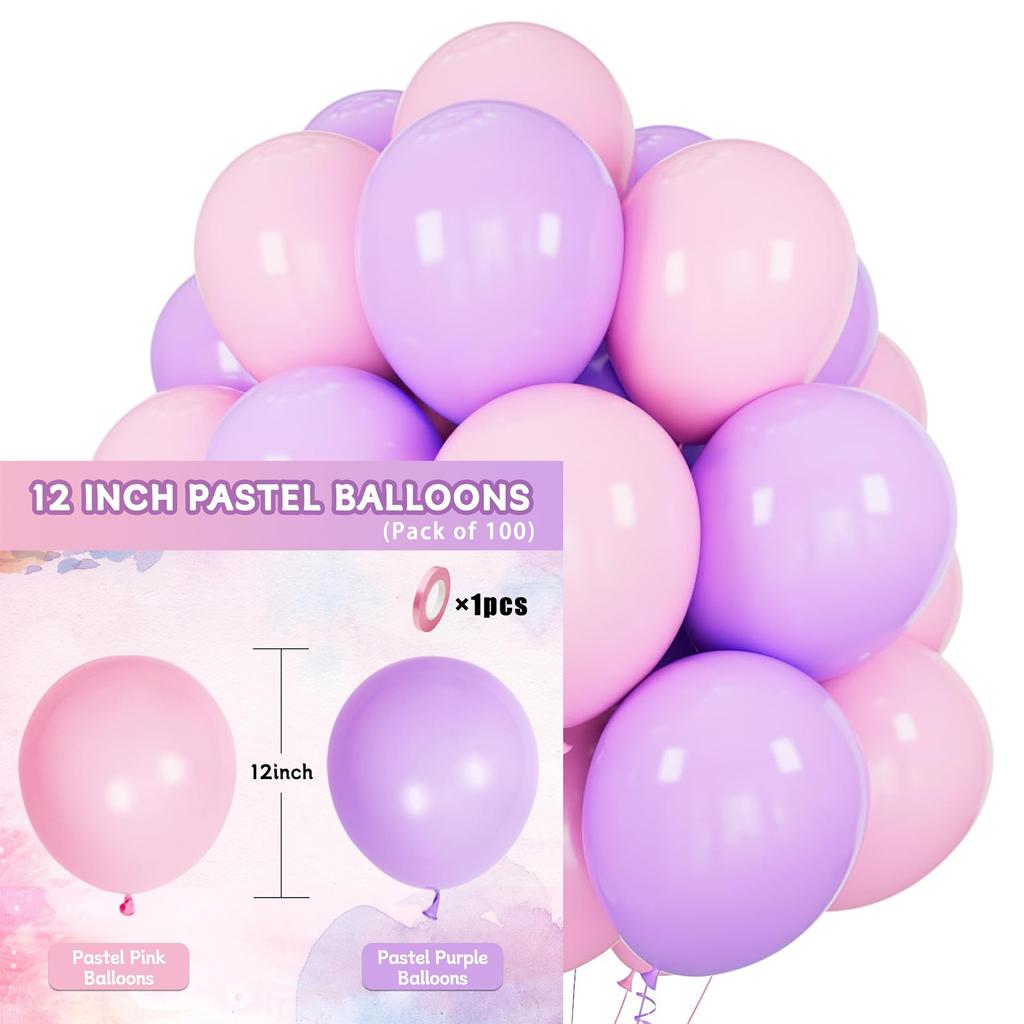 12inch 100pcs Multi-color Latex Balloon Set, Suitable for Weddings, Birthdays, Pop Parties, Bridal Showers, Family Gatherings