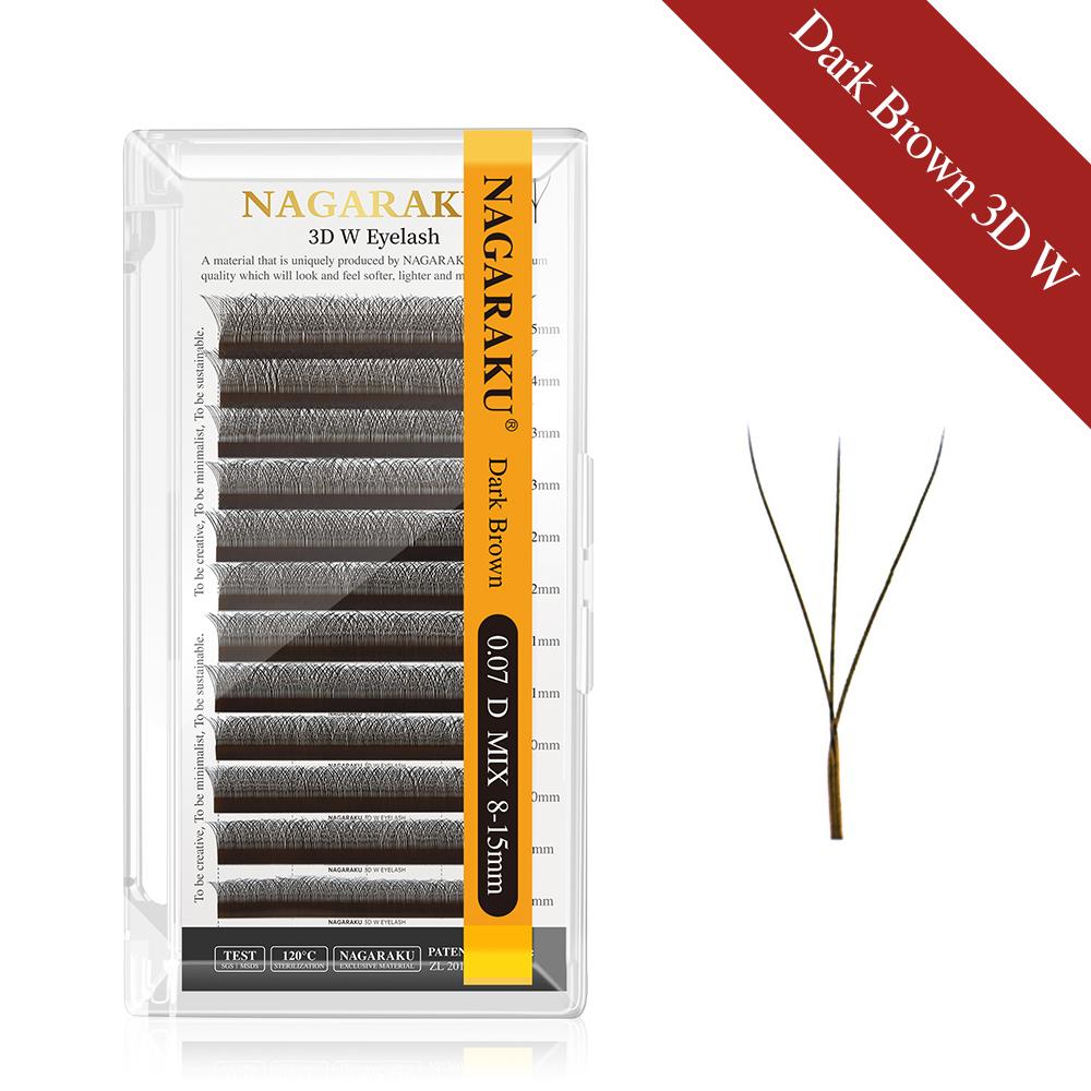 NAGARAKU Castanho Castanho Escuro 3D/4D/5D Forma W Ventiladores Pré-feitos Ondulados à Mão Extensões de Pestanas Pestanas Completas Naturais Suaves Leves Fosco Densos
