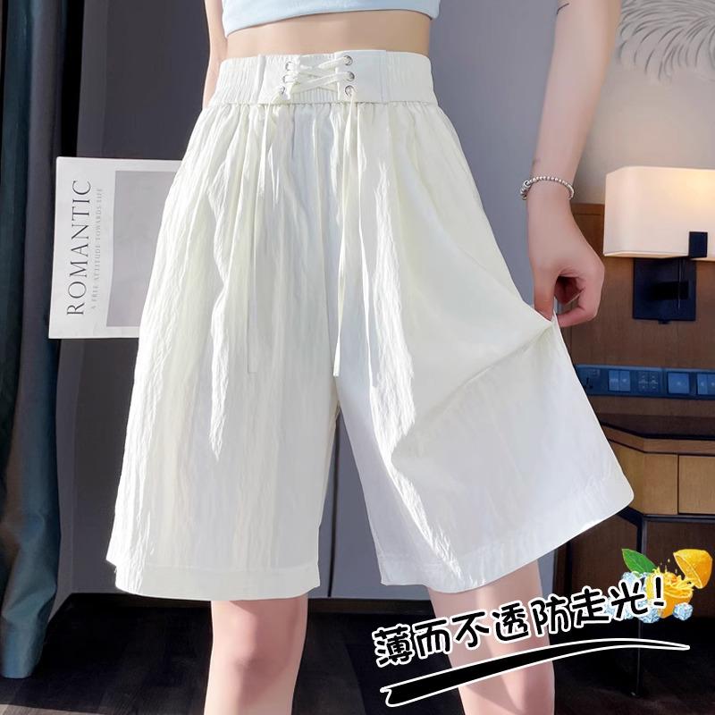 

Ice Silk Women s High Waist Wide Leg Summer Shorts - Slimming, Loose, Cool, Mid-Length, Five-Point Design L
