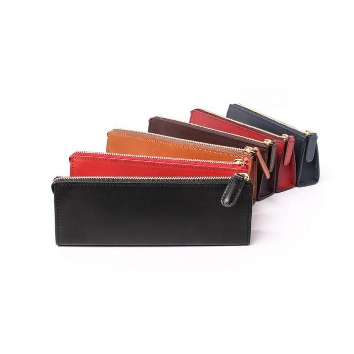 [Rio] Slip-On Pen Case Leather Pencil Case Large Capacity Student/Office Worker Genuine Leather L Size Navy