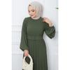 Belted Pleated Aerobin Dress Khaki Hm2339