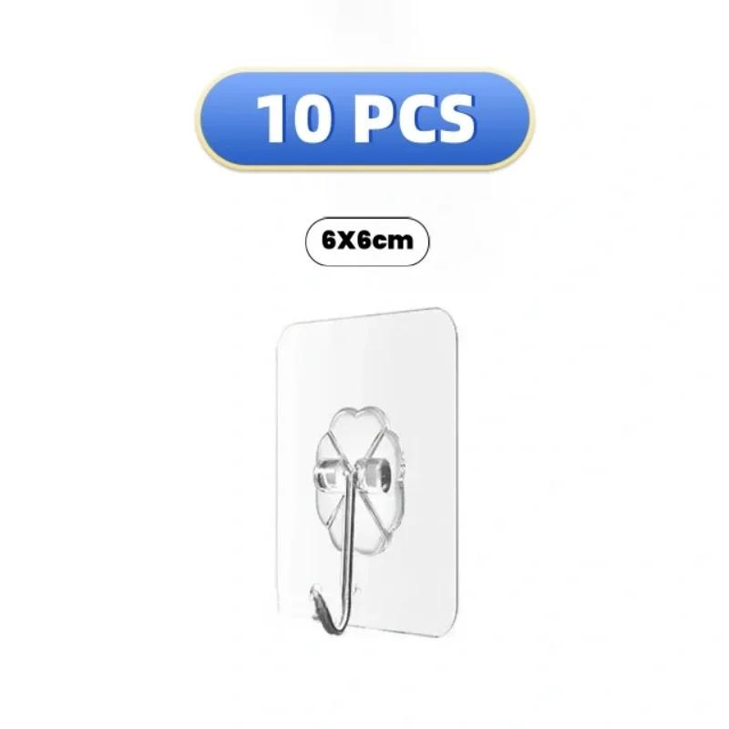 

10 pieces of strong self-adhesive wall hooks, hangers, key holders, towel racks, kitchen transparent adhesive wall hooks