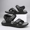 Brand Men Summer New Sandals and Slippers Men's Leather Sandals Adult Thick-soled Beach Shoes Non-slip Open-toe Leather Sandals