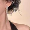 S925 Silver Teardrop Diamond Tassel Dangle Earrings - Korean Fashion, Celebrity Style for Women