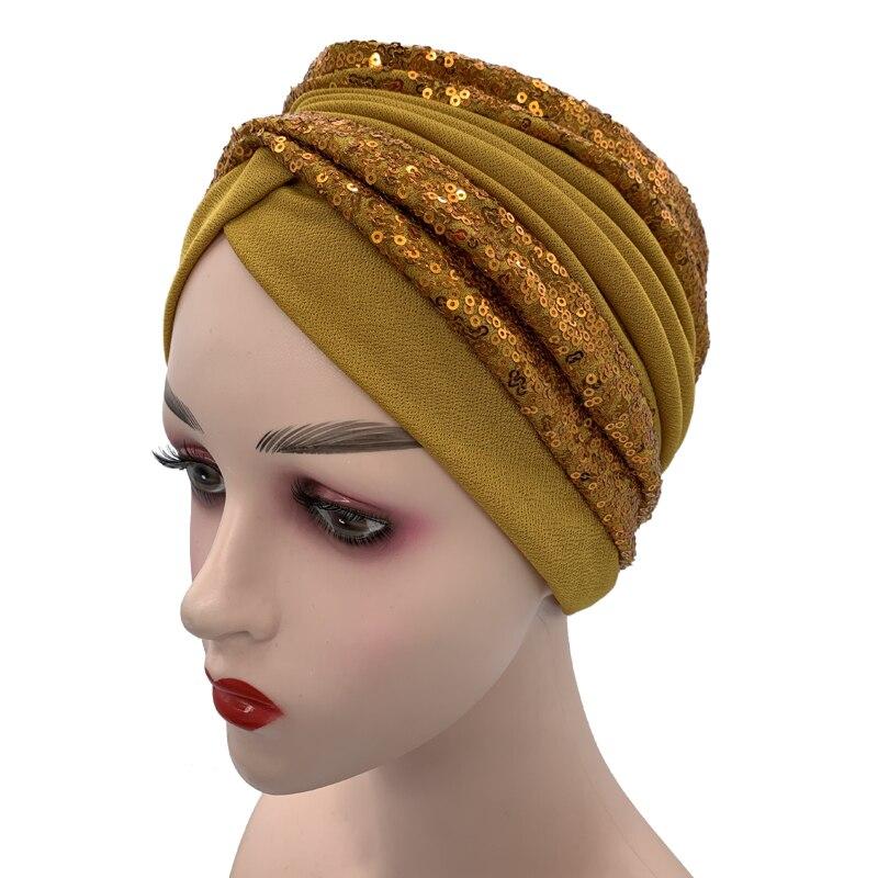 Fashion Women Glitter Sequins Turban Hat