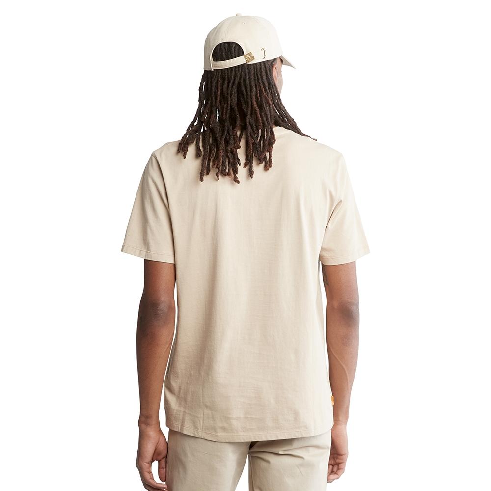 Timberland Casual Breathable Solid Color Printed Round Neck Short Sleeve T-Shirt Men Tops Khaki A2EKJ-269