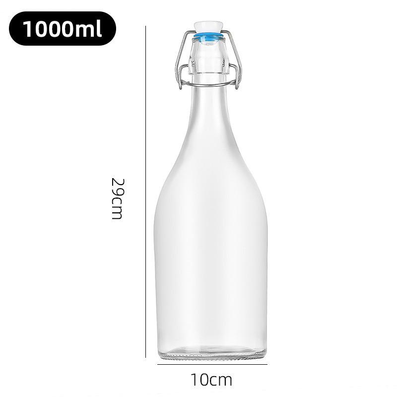 Multi-functional Thickened Transparent Glass Snap-on Bottle for Homebrewed Fruit Wine & Beverages