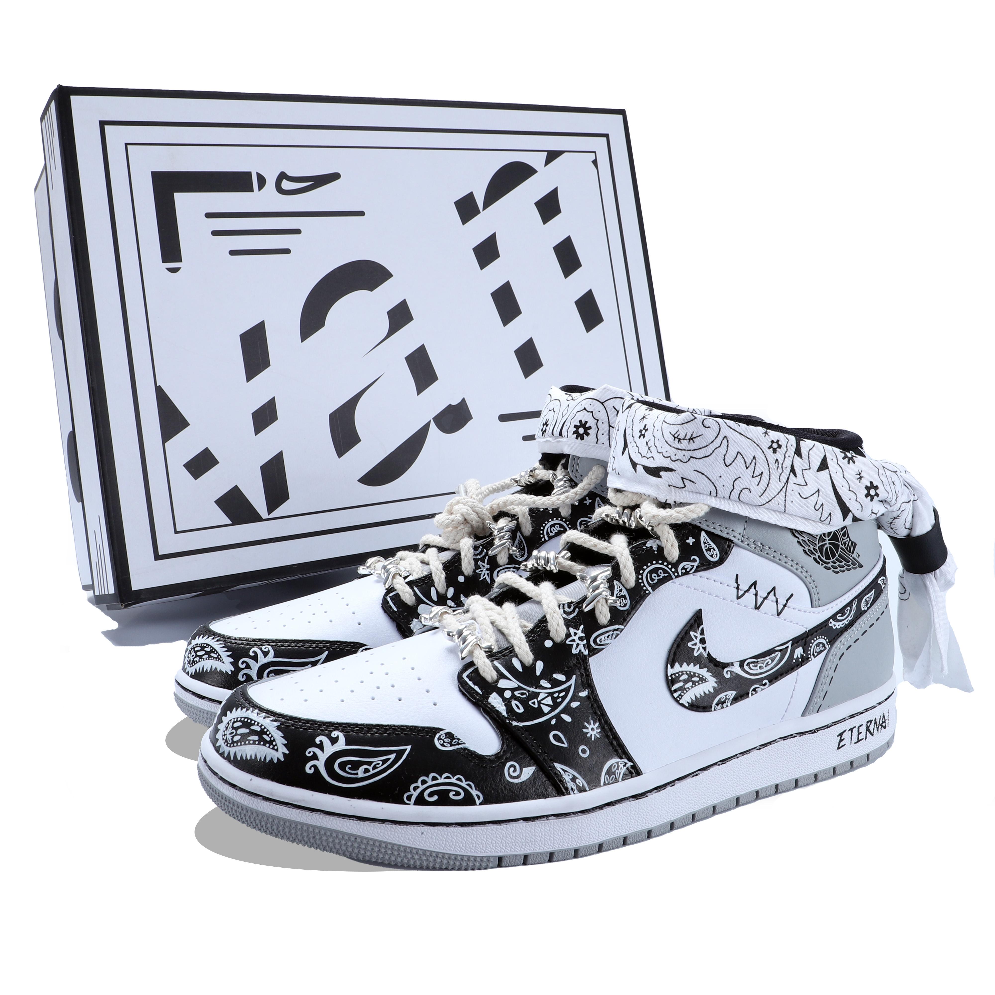 

Jordan Air Jordan 1 Mid top Vintage Basketball Shoes Men s Gray White 554724-092(Team130-VAM) 43