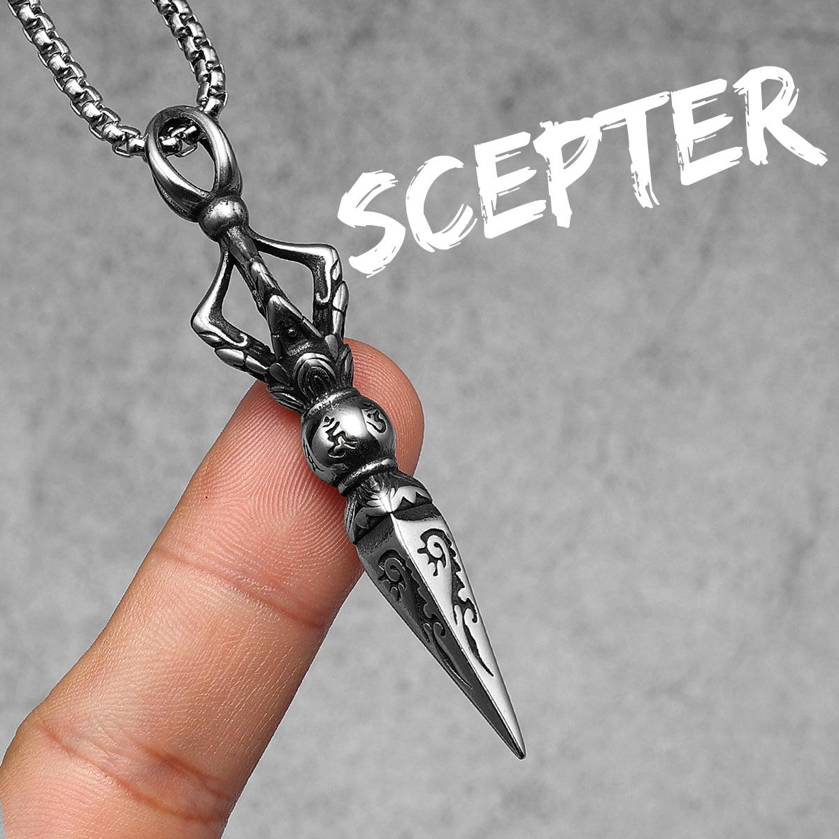 

Exorcism Scepter Amulets Stainless Steel Men Necklaces Pendant Chain Punk For Women Fashion Jewelry Gifts Dropshiping