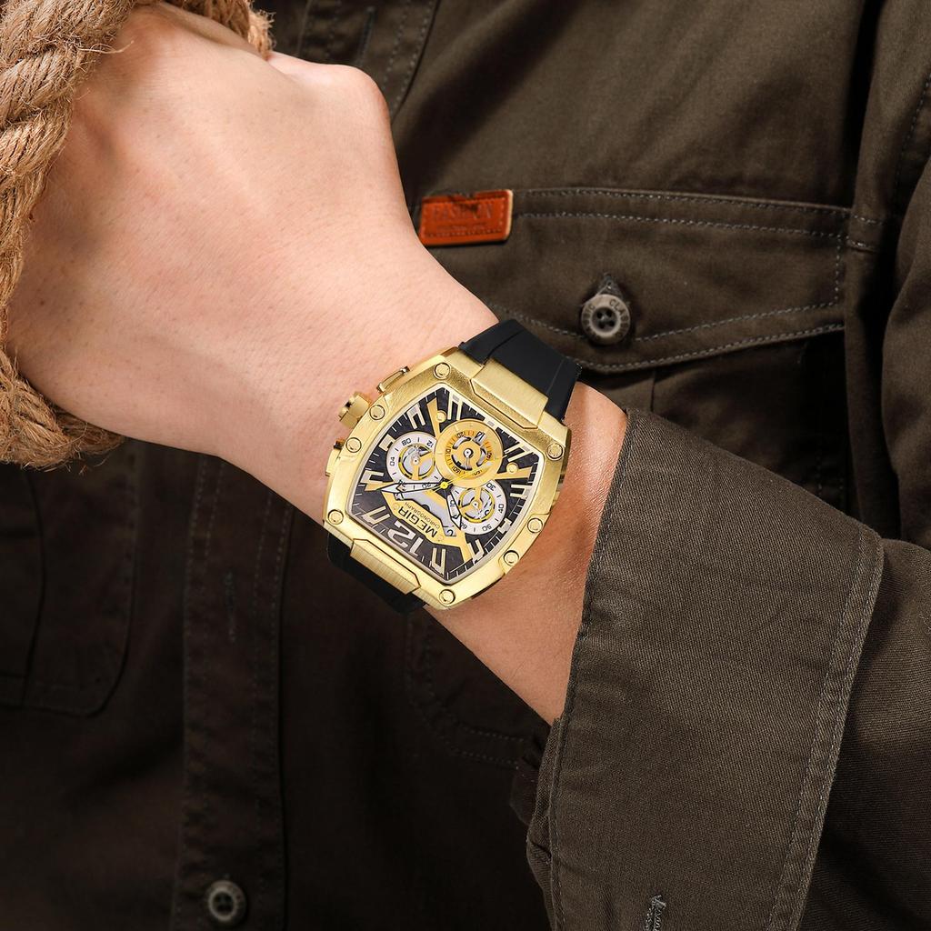 Megir Chronograph Luxury Sport Quartz Watches for Men Waterproof Luminous Casual Big Dial Wristwatch Date Clock Reloj Hombre 8112