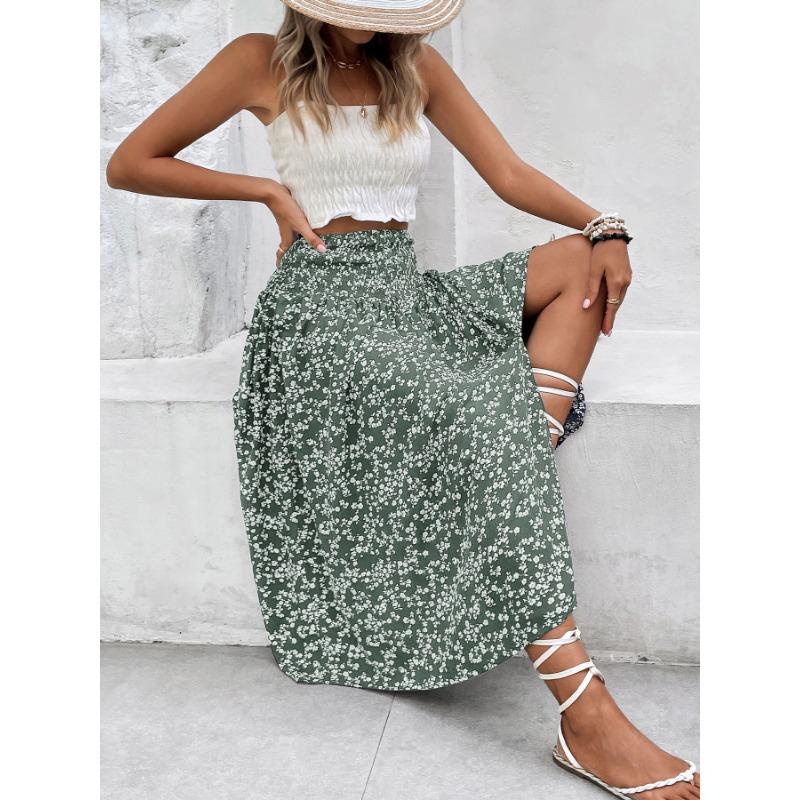 Dámské ležérní letní jarní sukně s květinovým vzorem
