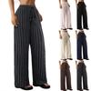 Women’s Wide Leg Striped Drawstring Waist Lounge Pants Relaxed Fit Casual Lightweight Trousers for Daily Wear
