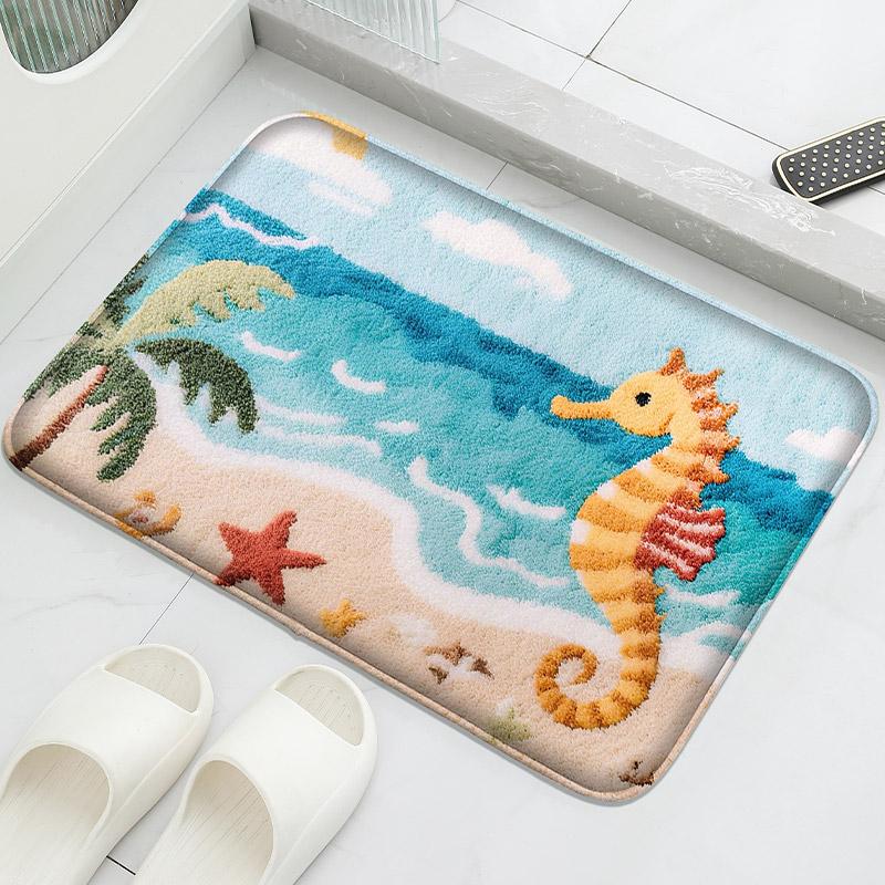 Funny octopus patterned floor mat, home absorbent foot mat, modern decorative mat, bathroom small carpet, machine washable