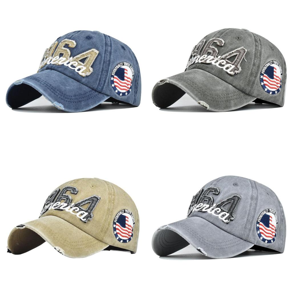 American Street Style Wash Cotton Baseball Cap With 3d Embroidery For Casual Women