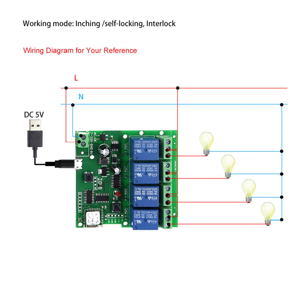 2PCS eWeLink Smart Remote Control Wireless Switch Universal Module 4ch DC 5V 12V 32V Wifi Switch