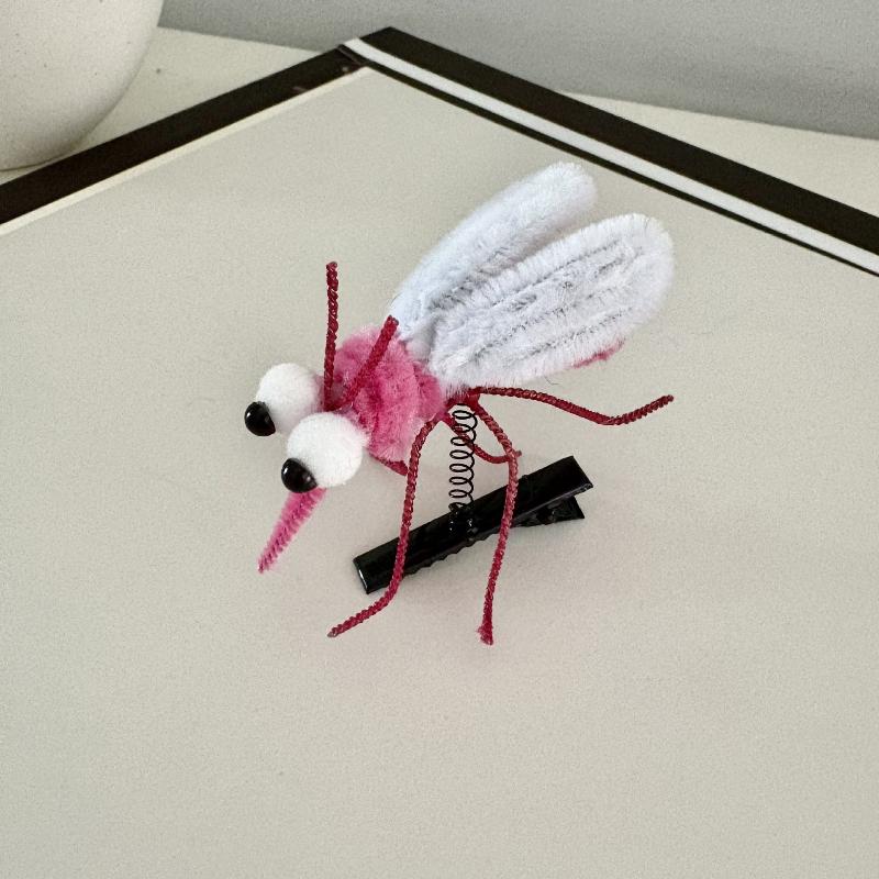 Charming Insect Spring Hair Clip; Mosquito Hairpin Plush Toy; Children's Humorous Prop; Girls Decor & Photo Accessory