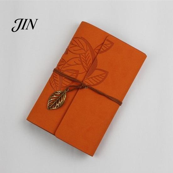 Refillable Journal Notebook Vintage Faux Leather Journal, A5 A6 A7 6 Ring Loose-Leaf Horizontal Line Paper with Retro Metal Leaf Pendant for Writing,