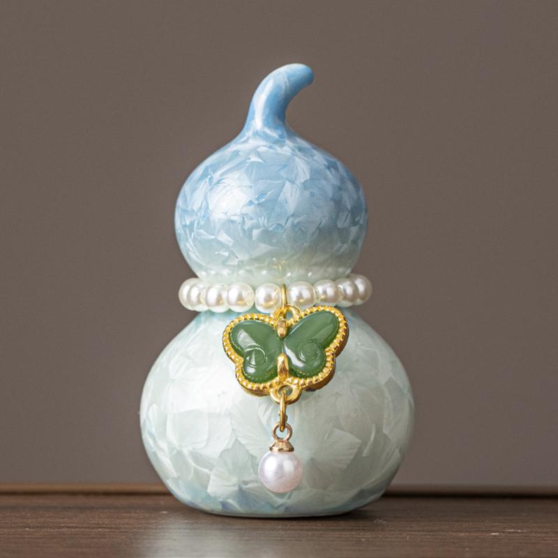 Crystal Glazed Mini Gourd Colorful Fortune Home Decorations Tea Playing Ornament Gift Chinese Style Tea Ceremony Accessories