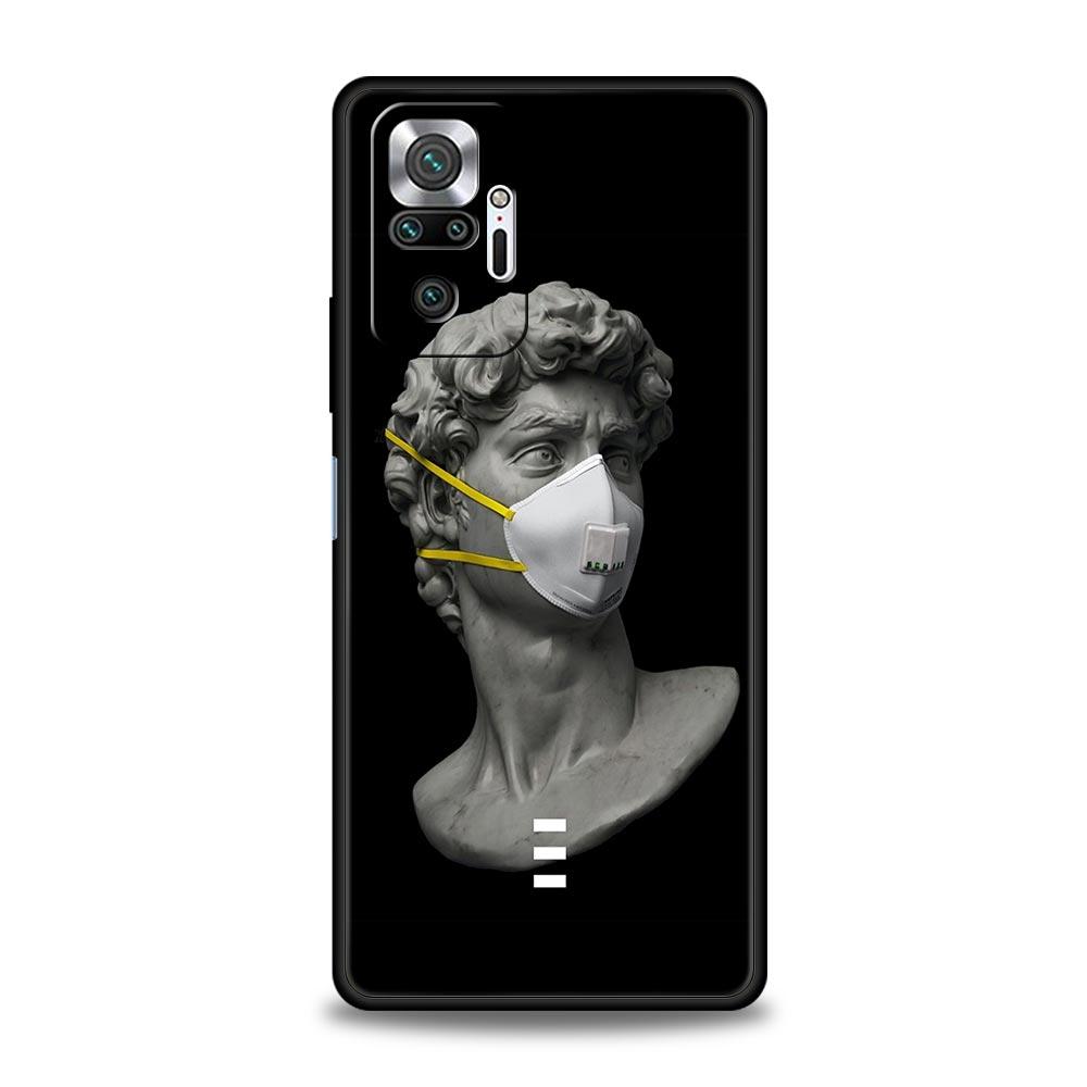 Cartoon Statue Abstract Art Phone Case Cover for Redmi 14C 10C Note 15 14 13 12 10 11 K40 Pro Plus 5G Soft TPU Shockproof Fundas