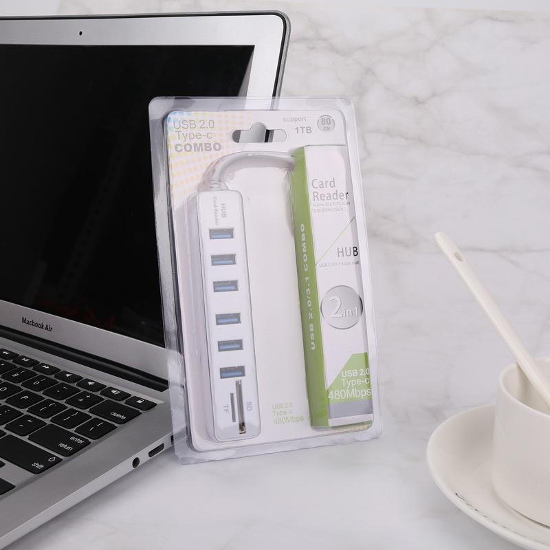 USB 2.0 Hub & Multi-Function Card Reader with TF/SD Slots