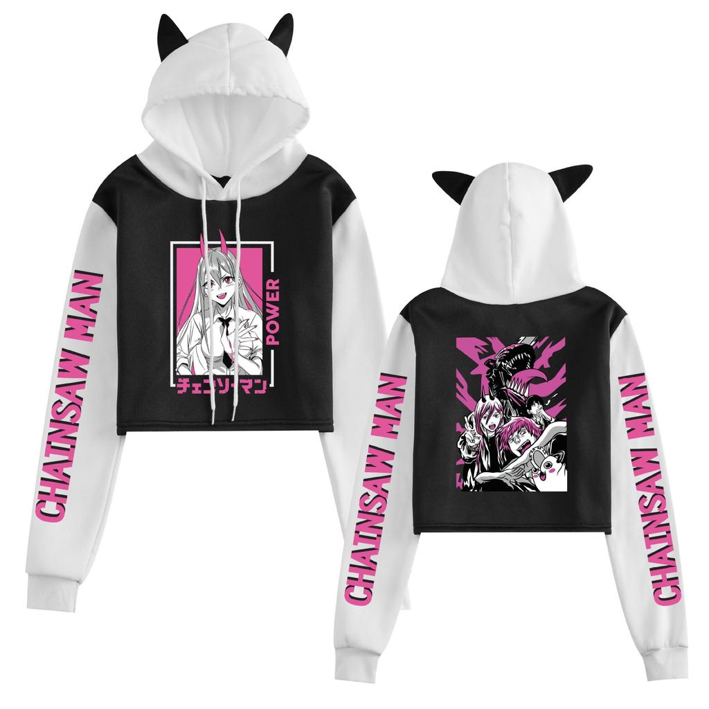 Chainsaw Man Anime Cat Ear Women's Hoodie for Autumn/Winter