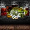 Feenwasserfall Landschaft Leinwand 5 Teile Fünf-Panel Wandbild Moderne Kunst Poster Heimdekor Geschenk für Ihn Für Sie