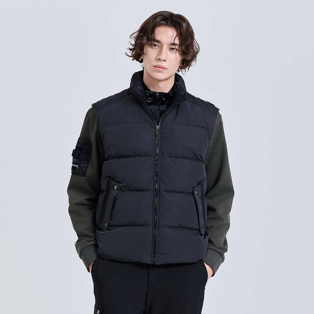 Challenger Men'S Color Block Detail High-Neck Down Vest Charcoal