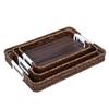 Handwoven Wicker Serving Tray Woven Handheld Plastic Rattan Storage Tray  Kitchen Storage